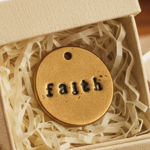 Faith handmade bronze charm, a meaningful Easter basket gift from A Well Run Life