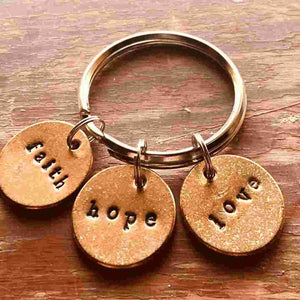 Faith, Hope and Love handmade bronze charms from A Well Run Life