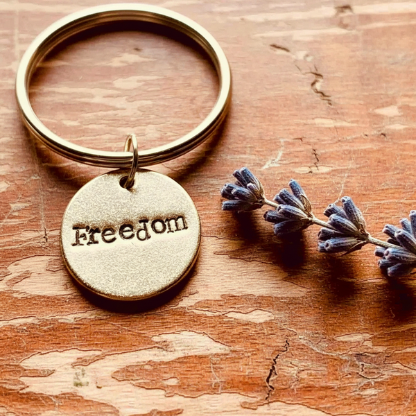 Freedom charm — hand-stamped bronze inspirational gift