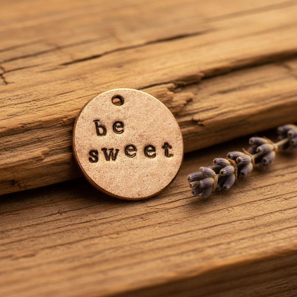 Be Sweet charm — hand-stamped bronze kindness gift, handmade in Arizona