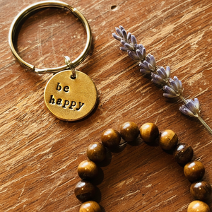 Be Happy handmade bronze charm — hand-stamped keepsake