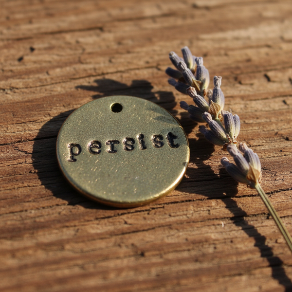 Persist charm — hand-stamped bronze perseverance gift