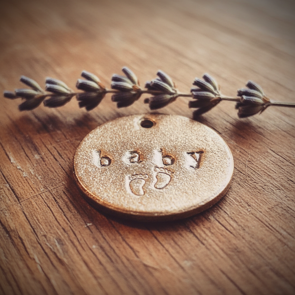Baby Feet charm — hand-stamped bronze baby shower gift
