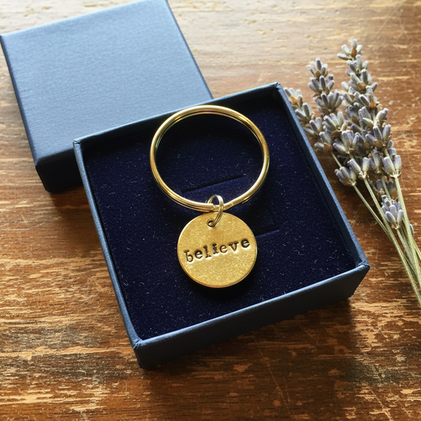 Believe bronze charm — meaningful gift handmade in Arizona
