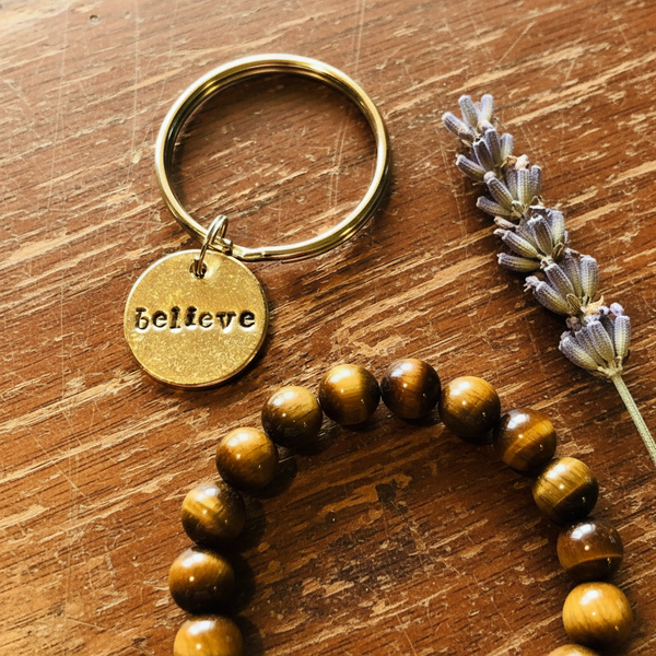 Believe handmade bronze charm — hand-stamped keepsake