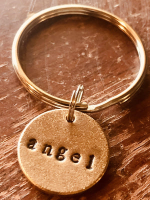 Angel handmade bronze charm key chain by A Well Run Life
