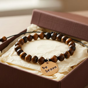 Be Brave A Well Run Life Charm w/ Tiger's Eye Bracelet ($24.99) 