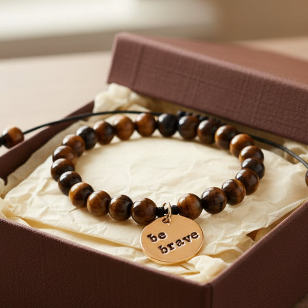 Be Brave A Well Run Life Charm w/ Tiger's Eye Bracelet ($24.99) 