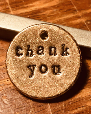 Thank You hand-stamped bronze charm — gratitude gift by A Well Run Life