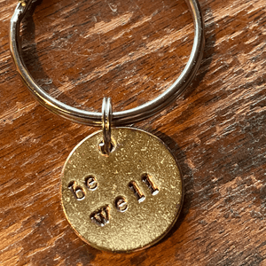 Be Well handmade bronze charm key chain by A Well Run Life