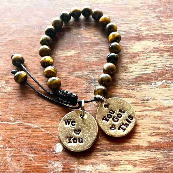 We Love You! You Got This! A Well Run Life Charms W/ Tiger's Eye Bracelet ($29.99) 