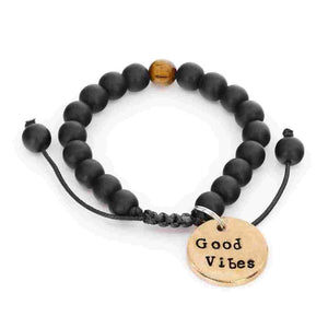 Good Vibes! A Well Run Life Charm with Onyx Bracelet 
