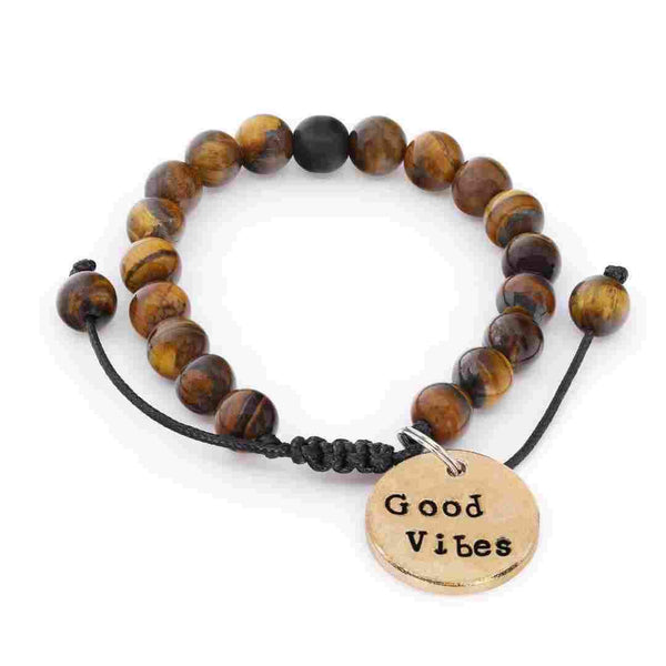 Good Vibes! A Well Run Life Charm with Tiger's Eye Bracelet 