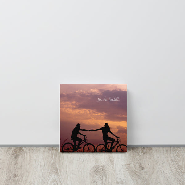A LITTLE REMINDER: YOU ARE BEAUTIFUL (Bikes - CANVAS PRINT 12" X 12")